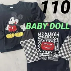 BABYDOLL ミッキー　カーズ　長袖Tシャツ 110 長袖カットソー　黒色