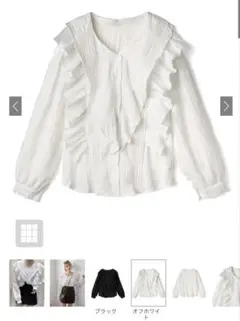 Vネックフリルラッフルブラウス 【ac1868］