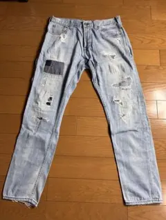 BAYFLOW DENIM ダメージ加工 ストレートデニムパンツのサムネイル