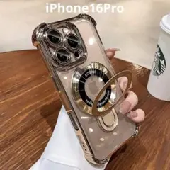 iPhone16Pro スマホケース ゴールド 耐衝撃フレーム