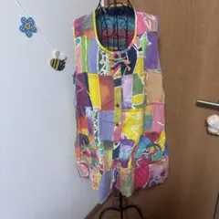 エルロデオ　マルチカラー パッチワーク ノースリーブ ベストのサムネイル