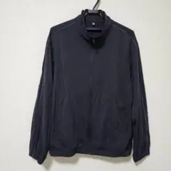 ユニクロ フロントジップアップ 長袖スウェット 黒 メンズLサイズ