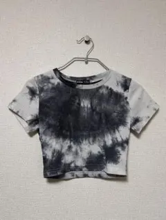 タイダイ クロップドTシャツ 半袖 グレー/ブラック