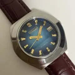 美品　CITIZEN 自動巻き時計 青文字盤　カットガラス
