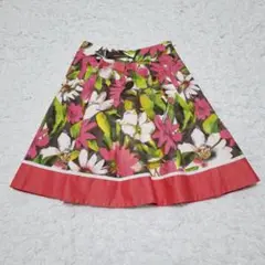 エムズグレイシー　花柄フレアスカート　膝丈　38 ピンク系