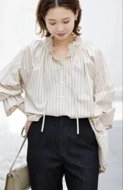 SLOBE iENA ストライプブラウス 長袖