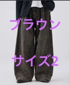 soerte ワイドバギーヴィンテージライクデニムパンツ