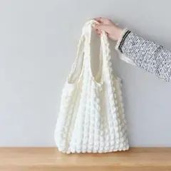 【新品・未使用】ポコポコトートバッグ　ポップコーン　シャーリングバッグ　白