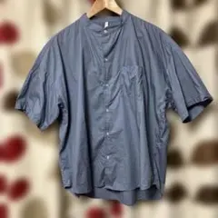 HALHAM バンドカラーシャツ ブルー M