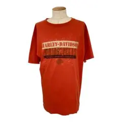 【Harley Davidson 】XL USA製バックプリントオレンジTシャツ