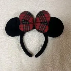 ミニーマウス カチューシャ 赤チェック
