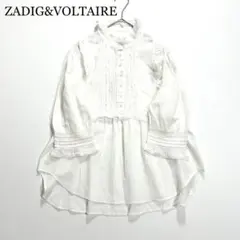 美品 haupia 丸襟 刺繍ブラウス ピンタック バックボタン アイボリー 