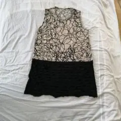 ノースリーブチュニック ベージュと黒