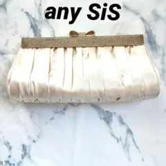 anySiS エニィスィス パーティーバッグ ベージュ サテン クラッチバッグ