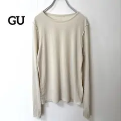 ジーユー【M】長袖カットソー クルーネック長袖Tシャツ リブ スリット