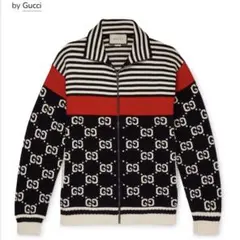 半額で販売GUCCI GGジャカード ストライプ ジップアップ ニット Lサイズのサムネイル