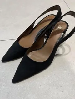 ZARA スエードバックストラップパンプス　べっ甲