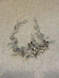 ヘッドドレス　シルバー　花　ウェディング　ブライダル