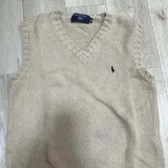 POLO ベージュ Vネックニットベスト M