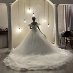 リボンオフショルダー ウェディングドレス