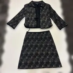 M'S GRACY 黒レース調ジャケットとスカートセット 38