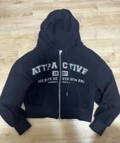 パーカー 黒 クロップドパーカー フード付き ジップパーカー