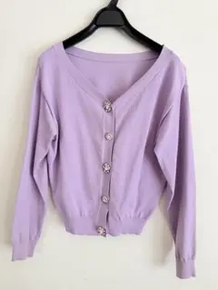 Apuweiser-riche長袖ビジュー付きカーディガン