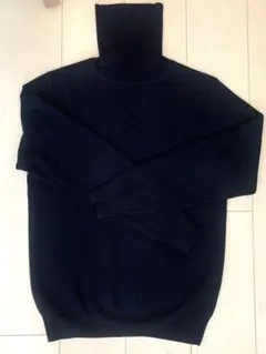 【ユナイテッドアローズ】ネイビー タートルネックセーター ウール混合