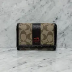 COACH コーチ 二つ折り財布 本革 レザー シグネチャー ストライプ
