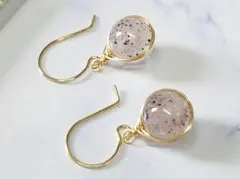 ローズクォーツクラウディピアス14kgf