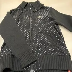 黒いドット柄ジップアップジャケット Lサイズ