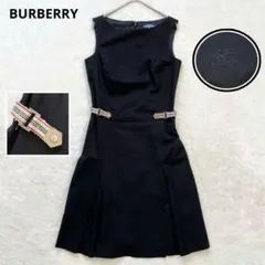BURBERRY ホース刺繍 ワンピース ノバチェックカラーベルト 38 黒