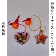 送料無料★ポケモン 液晶クリーナー ストラップ ２個セット（イーブイ　ヒトカゲ）