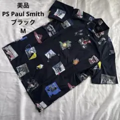 美品　PS Paul Smith 総柄半袖シャツ　M ブラック