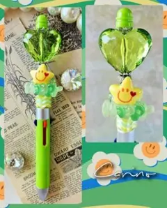 4色ボールペン グリーンハート