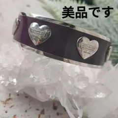 COACH コーチ ブレスレット バングル ハート 赤 シルバー
