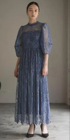 ブルーレースフルレングスドレス