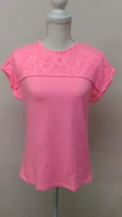 #849 ザラガールズ ハート総柄 切替 フレンチスリーブ Tシャツ 164のサムネイル