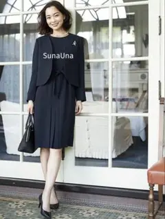 SunaUna プリーツワンピース&ボレロ調ジャケット（セットアップ）
