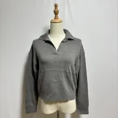 UNIQLO スムースコットンリラックスポロセーターS グレー系