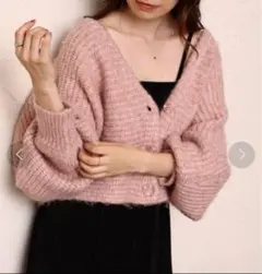 NICE CLAUP ピンクニットカーディガン