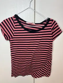ROSE FAN FAN ピンク・黒ストライプ 半袖Tシャツのサムネイル