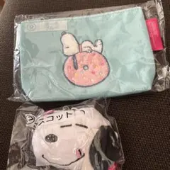 2025スヌーピー１番くじ　ポーチピンク　マスコット 2点セット