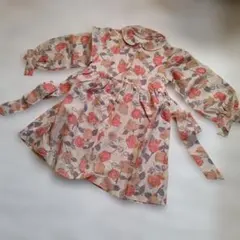 花柄 長袖 お出かけ用ワンピース ハンドメイド