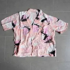 70s 80s ラコステ 半袖プリントシャツ M フランス製