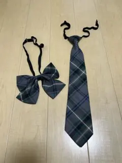 制服用チェック柄リボンとネクタイセット
