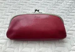 ダコタ レザーがま口長財布 ／レッド・小銭・札入・カード・通帳入れ