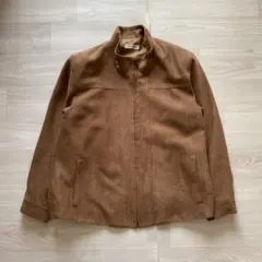 スエードタッチ ジャケット ブラウン スタンドカラー