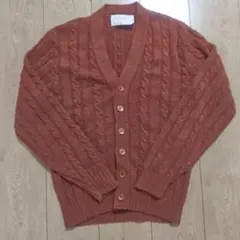 70s　Jantzen ケーブル編みカーディガン Sサイズ オレンジ