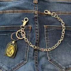 【アメカジ必見】ヴィンテージ調 聖人メダイ キーホルダー付きウォレットチェーン